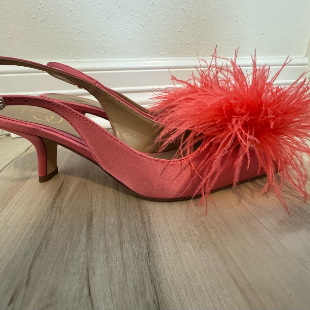 Sam Edelman Pink Feathered Slingback Heels